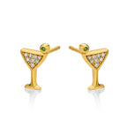 Yellow Gold Plated Sterling Silver Cocktail Earrings with Cubic Zirconia