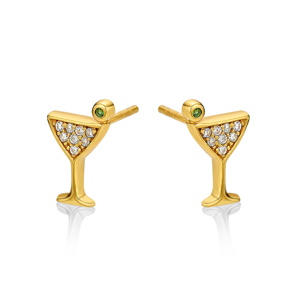 Yellow Gold Plated Sterling Silver Cocktail Earrings with Cubic Zirconia