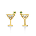 Yellow Gold Plated Sterling Silver Cocktail Earrings with Cubic Zirconia