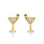 Yellow Gold Plated Sterling Silver Cocktail Earrings with Cubic Zirconia