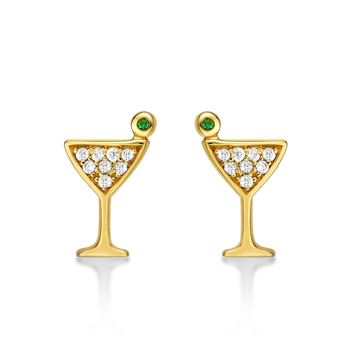 Yellow Gold Plated Sterling Silver Cocktail Earrings with Cubic Zirconia