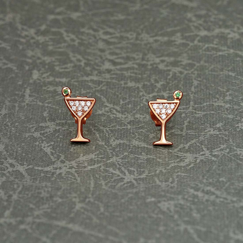 Rose Gold Plated Sterling Silver Cocktail Earrings with Cubic Zirconia