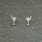 Sterling Silver Cocktail Glass Earrings with Cubic Zirconia