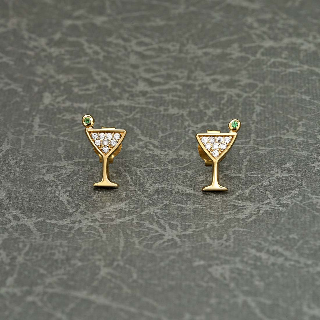 Yellow Gold Plated Sterling Silver Cocktail Earrings with Cubic Zirconia