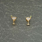 Yellow Gold Plated Sterling Silver Cocktail Earrings with Cubic Zirconia