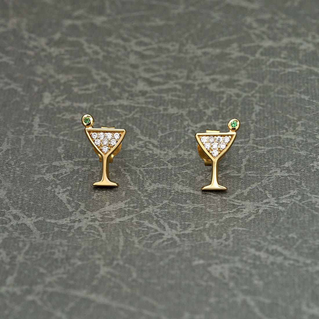 Yellow Gold Plated Sterling Silver Cocktail Earrings with Cubic Zirconia