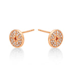 Rose Gold Plated Sterling Silver Silver Star Earrings with Cubic Zirconia