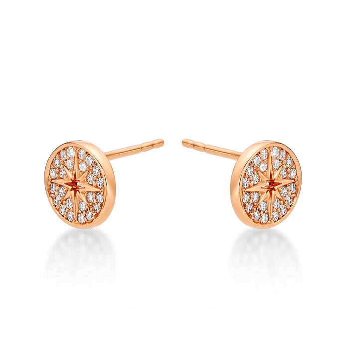 Rose Gold Plated Sterling Silver Silver Star Earrings with Cubic Zirconia