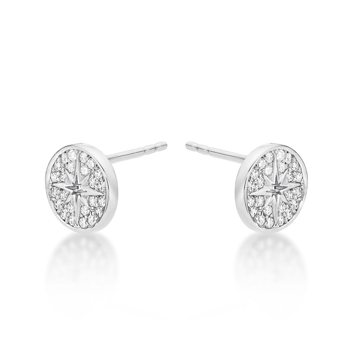 Sterling Silver Silver Star Earrings with Cubic Zirconia