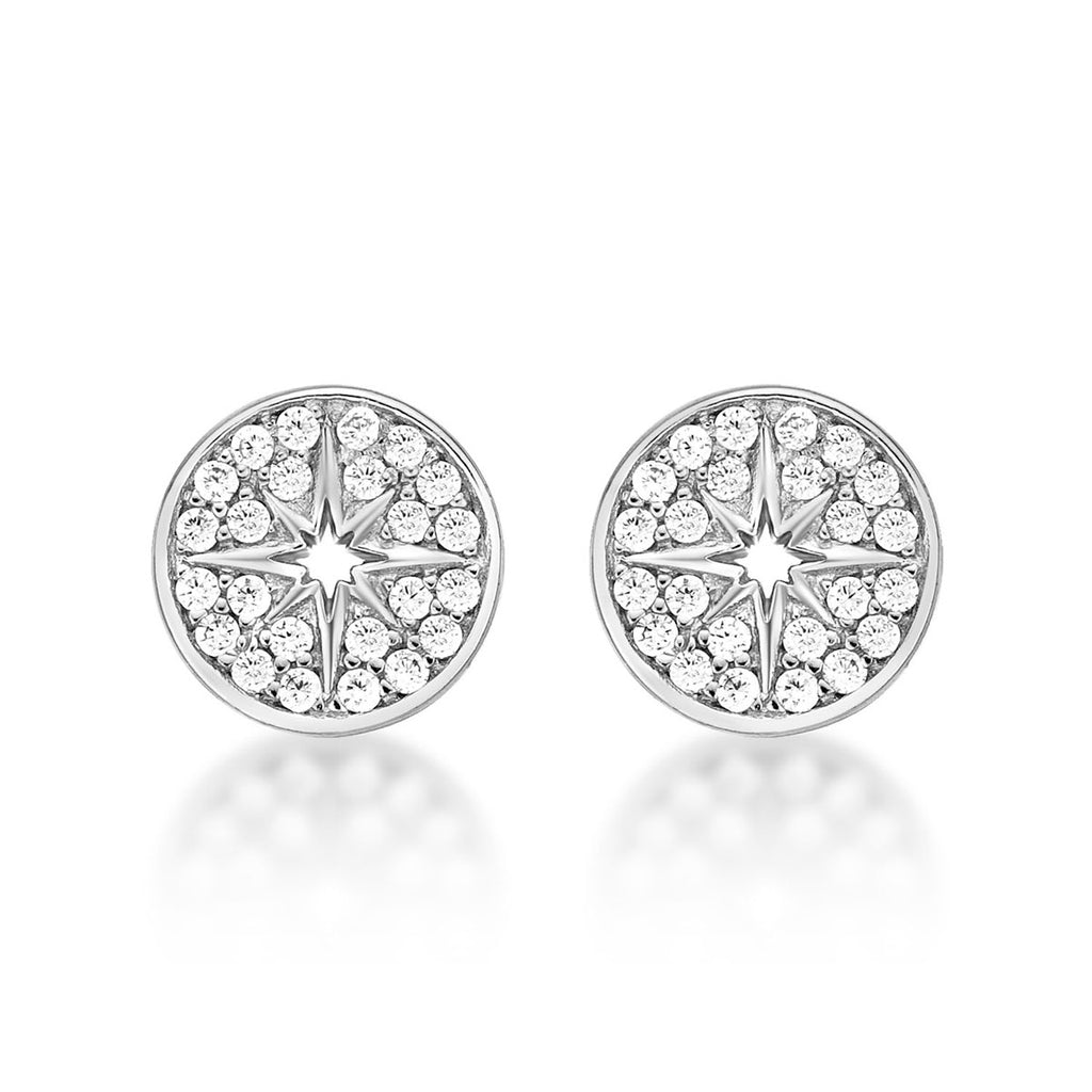 Sterling Silver Silver Star Earrings with Cubic Zirconia