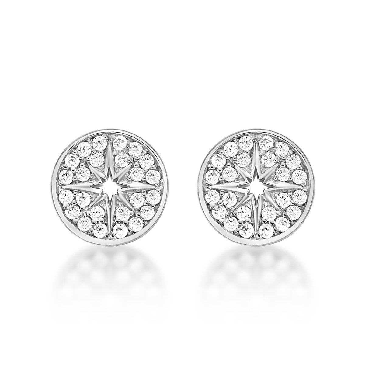 Sterling Silver Silver Star Earrings with Cubic Zirconia
