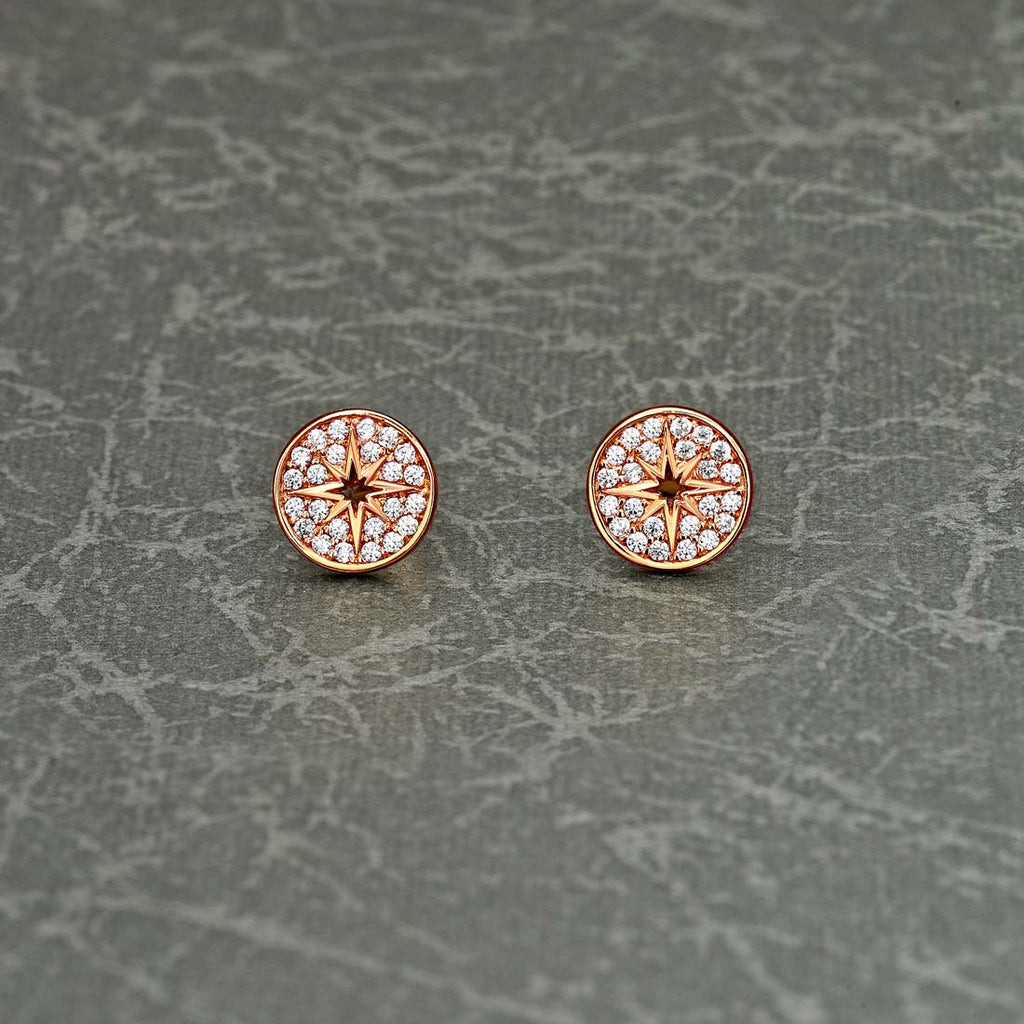 Rose Gold Plated Sterling Silver Silver Star Earrings with Cubic Zirconia