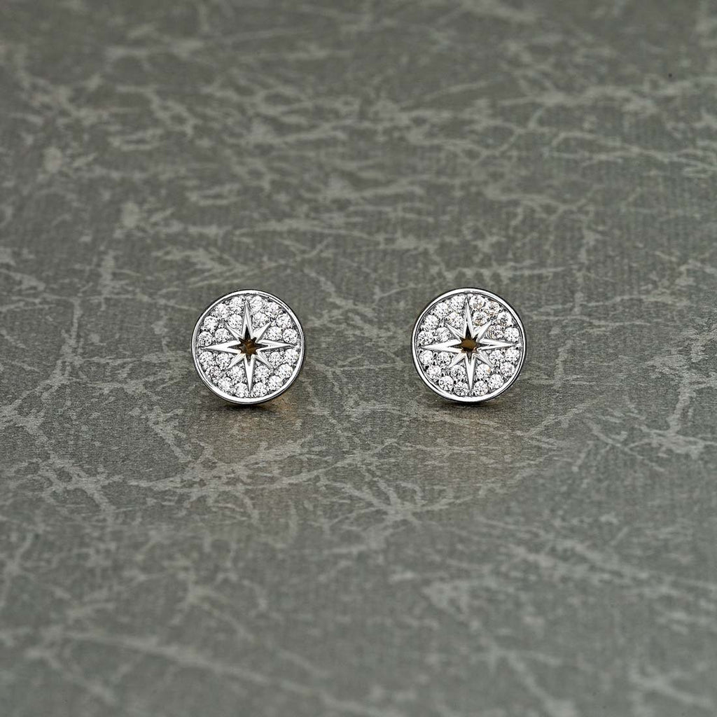 Sterling Silver Silver Star Earrings with Cubic Zirconia