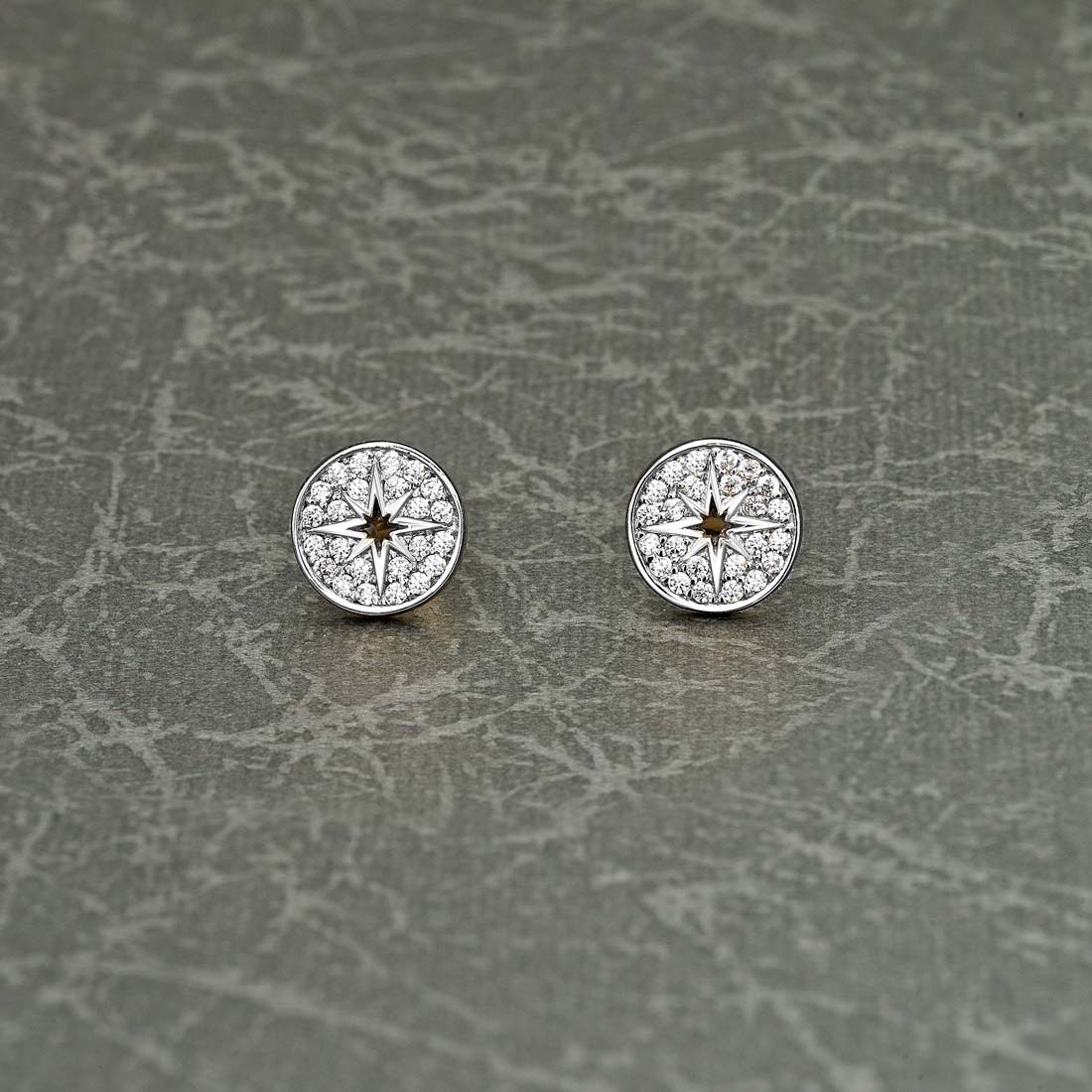 Sterling Silver Silver Star Earrings with Cubic Zirconia