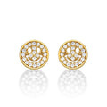 Yellow Gold Plated Sterling Silver Face Earrings with Cubic Zirconia