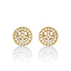 Yellow Gold Plated Sterling Silver Face Earrings with Cubic Zirconia