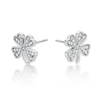 Sterling Silver 4 Leaf Clover Earrings with Cubic Zirconia