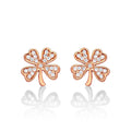 Rose Gold Plated Sterling Silver 4 Leaf Clover Earrings with Cubic Zirconia