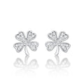 Sterling Silver 4 Leaf Clover Earrings with Cubic Zirconia