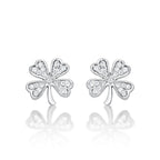 Sterling Silver 4 Leaf Clover Earrings with Cubic Zirconia