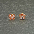 Rose Gold Plated Sterling Silver 4 Leaf Clover Earrings with Cubic Zirconia