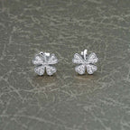 Sterling Silver 4 Leaf Clover Earrings with Cubic Zirconia