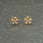 Yellow Gold Plated Sterling Silver 4 Leaf Clover Earrings with Cubic Zirconia