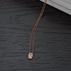 Rose Gold Plated Sterling Silver HAMZA HAND Pendant Necklace with Cubic Zirconia
