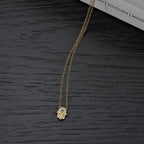 Yellow Gold Plated Sterling Silver HAMZA HAND Pendant Necklace with Cubic Zirconia