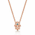 Rose Gold Plated Sterling Silver HAMZA HAND Pendant Necklace with Cubic Zirconia