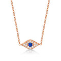 Rose Gold Plated Sterling Silver EVIL EYE Pendant Necklace with Cubic Zirconia
