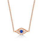 Rose Gold Plated Sterling Silver EVIL EYE Pendant Necklace with Cubic Zirconia