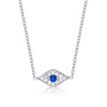 Sterling Silver EVIL EYE Pendant Necklace with Cubic Zirconia