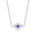 Sterling Silver EVIL EYE Pendant Necklace with Cubic Zirconia
