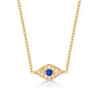 Yellow Gold Plated Sterling Silver EVIL EYE Pendant Necklace with Cubic Zirconia