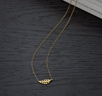 Yellow Gold Plated Sterling Silver FEATHER Pendant Necklace