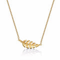 Yellow Gold Plated Sterling Silver FEATHER Pendant Necklace