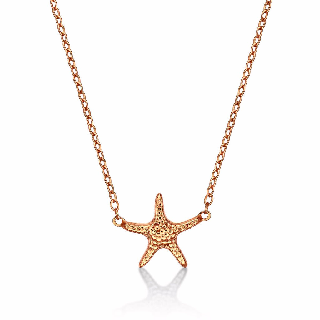 Rose Gold Plated Sterling Silver Starfish Pendant Necklace