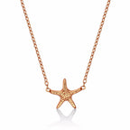 Rose Gold Plated Sterling Silver Starfish Pendant Necklace