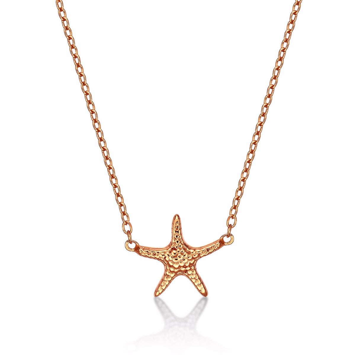 Rose Gold Plated Sterling Silver Starfish Pendant Necklace