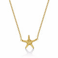 Yellow Gold Plated Sterling Silver Starfish Pendant Necklace