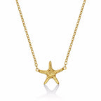 Yellow Gold Plated Sterling Silver Starfish Pendant Necklace