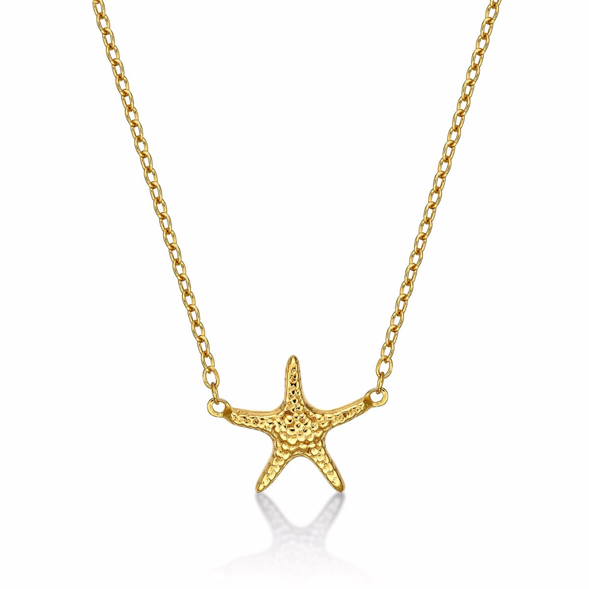 Yellow Gold Plated Sterling Silver Starfish Pendant Necklace