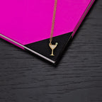 Gold Plated Sterling Silver COCKTAIL GLASS Pendant Necklace with Cubic Zirconia