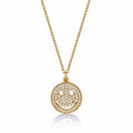 Gold Plated Sterling Silver HAPPY FACE Pendant Necklace with Cubic Zirconia