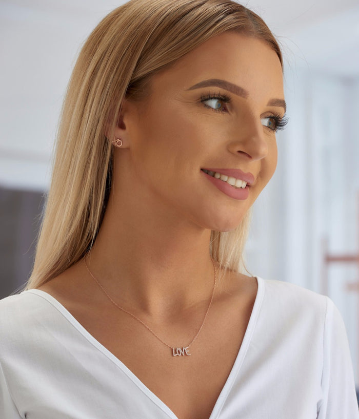 Rose Gold Plated Sterling Silver LOVE Pendant Necklace