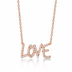 Rose Gold Plated Sterling Silver LOVE Pendant Necklace