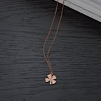 Rose Gold Plated Sterling Silver CLOVER Pendant Necklace with Cubic Zirconia