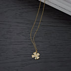 Gold Plated Sterling Silver CLOVER Pendant Necklace with Cubic Zirconia