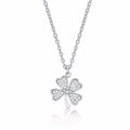 Sterling Silver CLOVER Pendant Necklace with Cubic Zirconia